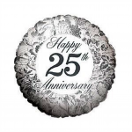 Silver 25th Anniversary Mylar Balloon